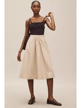 Anthropologie Maeve Sleeveless Rib Poplin Twofer Midi Dress